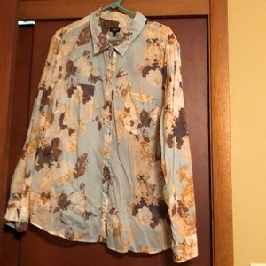 Floral print button down blouse
